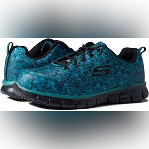 Skechers Women's Sure Track - Saivy Black/Leopard Alloy Toe Work Shoes 108083...